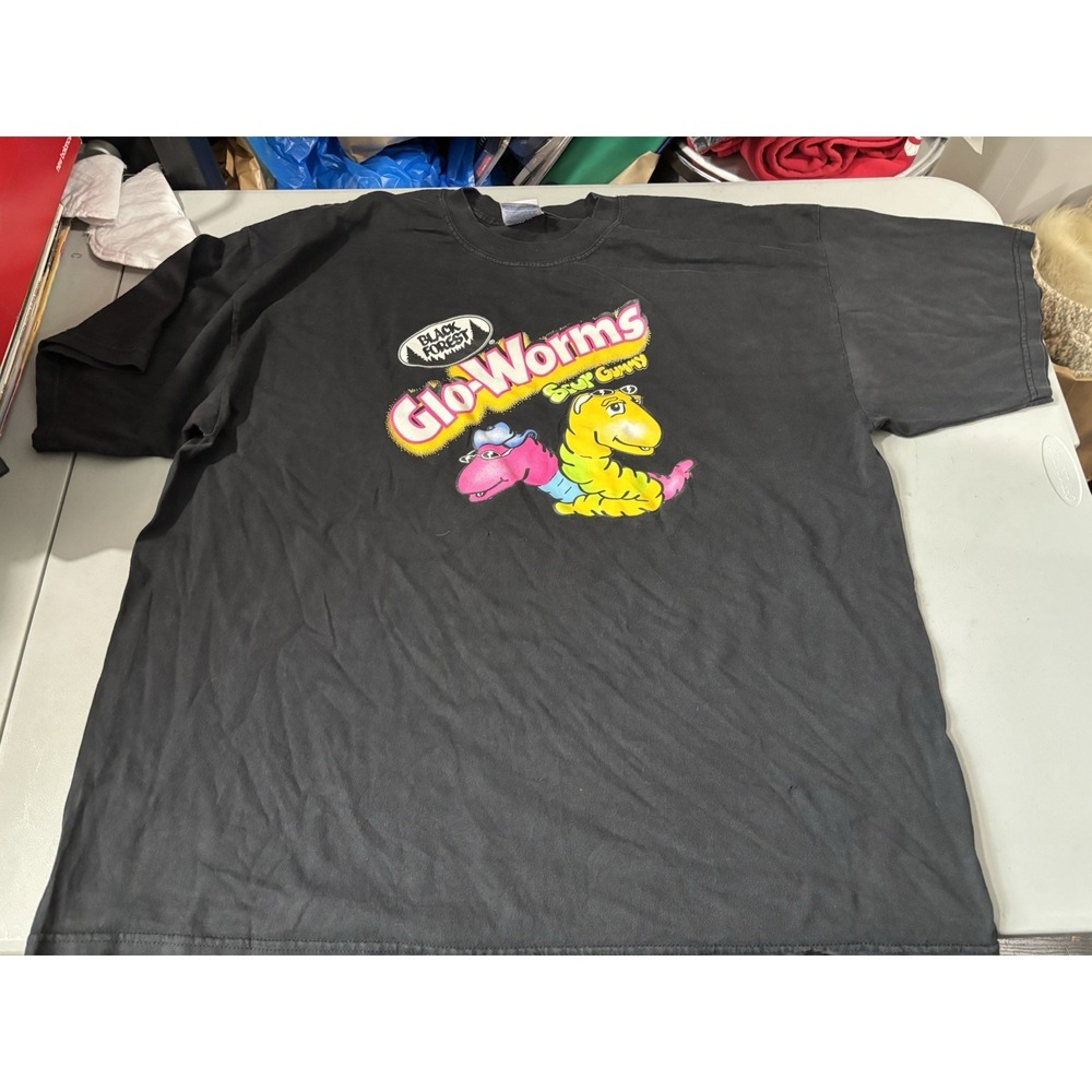 Black Forest Sour Glo-worms XXL Black Tshirt‎ RARE